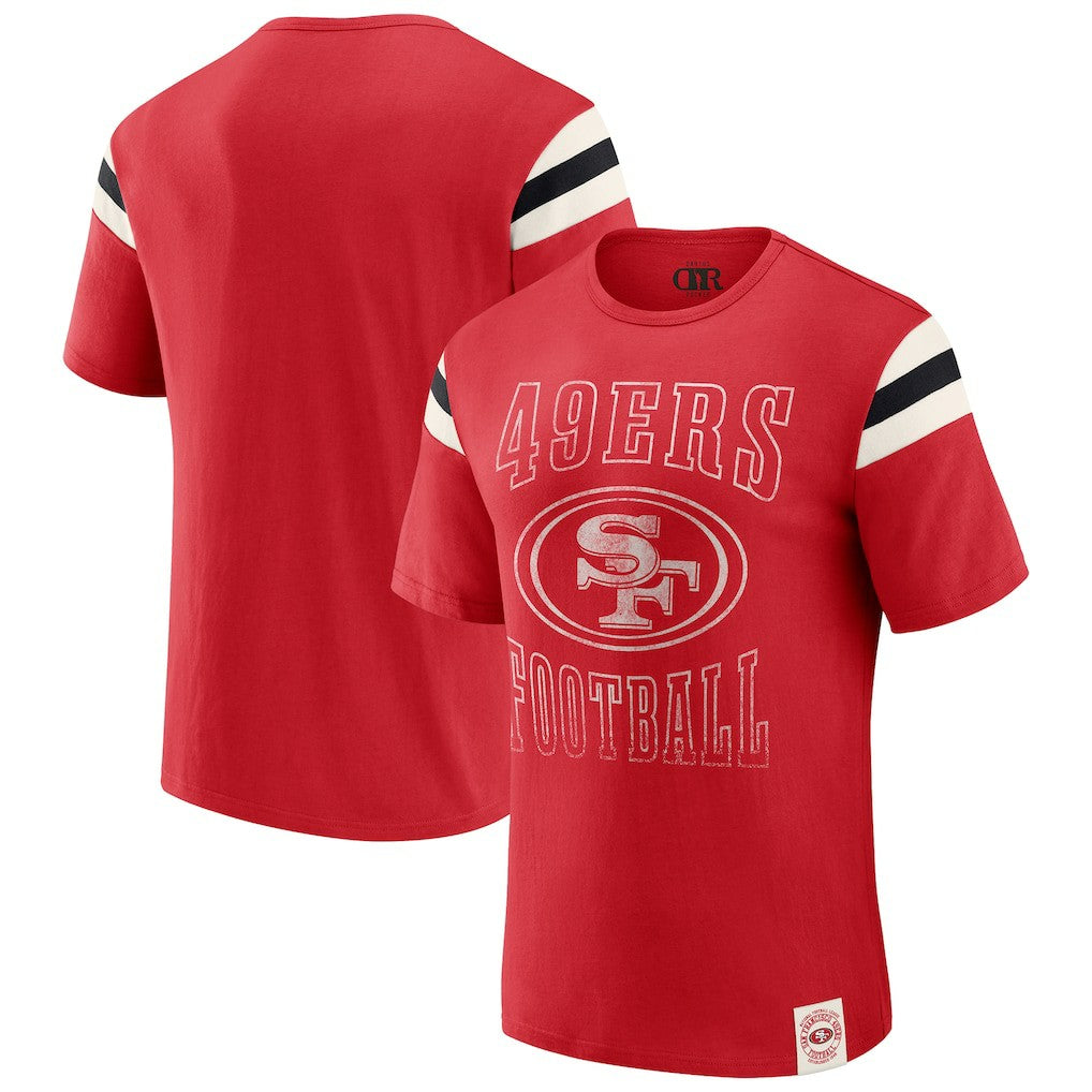Darius Rucker Collection Football Stripe Sleeve T-Shirt - San Francisco 49ers