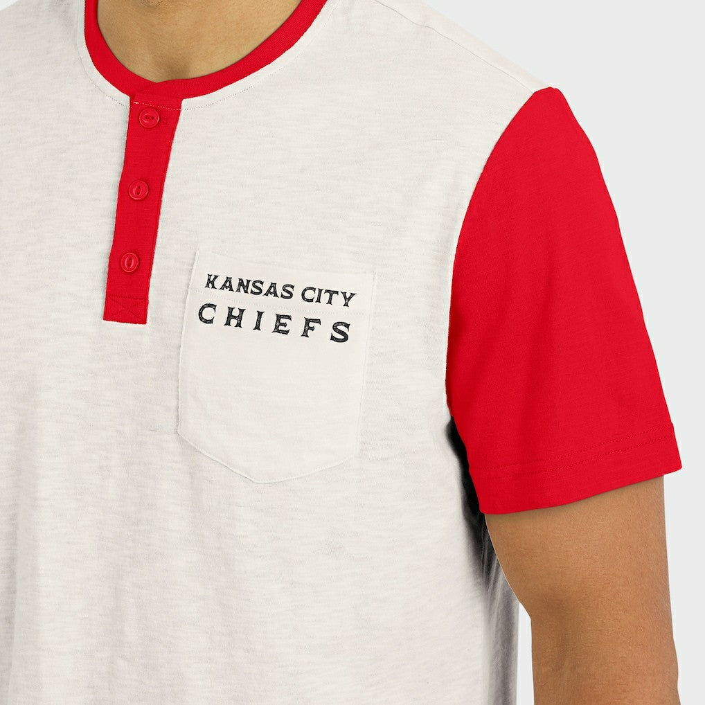 Darius Rucker Collection Henley Colorblock Slub Pocket T-Shirt - Kansas City Chiefs