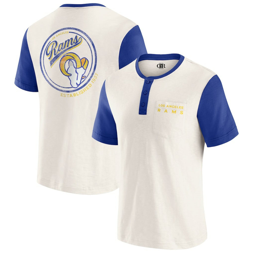 Darius Rucker Collection Henley Colorblock Slub Pocket T-Shirt - Los Angeles Rams