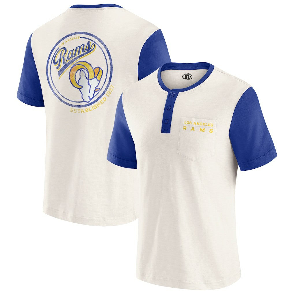 Darius Rucker Collection Henley Colorblock Slub Pocket T-Shirt - Los Angeles Rams