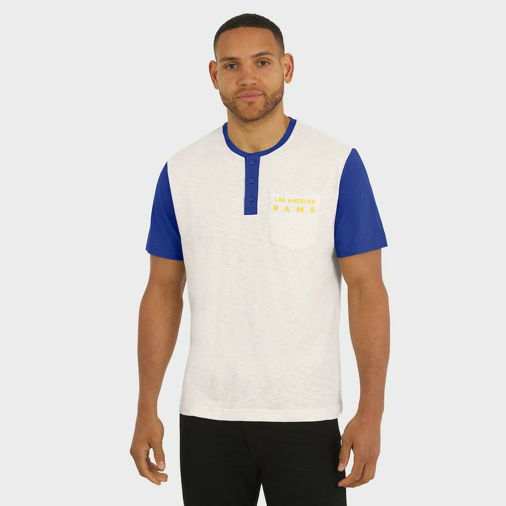 Darius Rucker Collection Henley Colorblock Slub Pocket T-Shirt - Los Angeles Rams