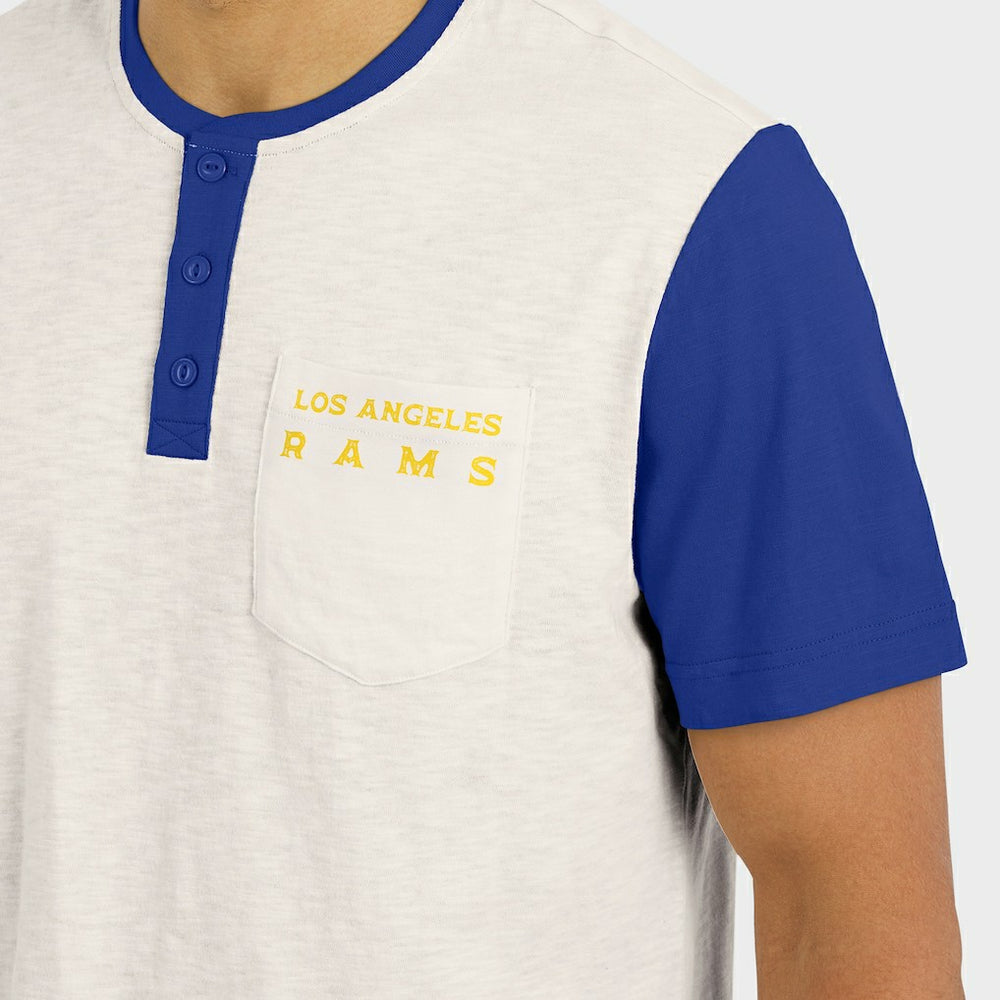 Darius Rucker Collection Henley Colorblock Slub Pocket T-Shirt - Los Angeles Rams
