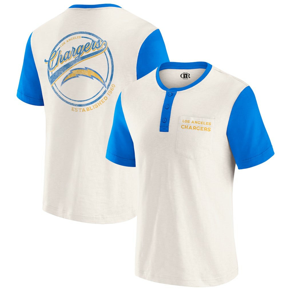 Darius Rucker Collection Henley Colorblock Slub Pocket T-Shirt - Los Angeles Chargers