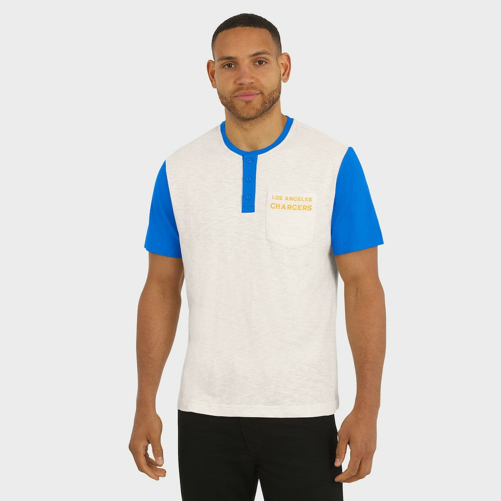 Darius Rucker Collection Henley Colorblock Slub Pocket T-Shirt - Los Angeles Chargers