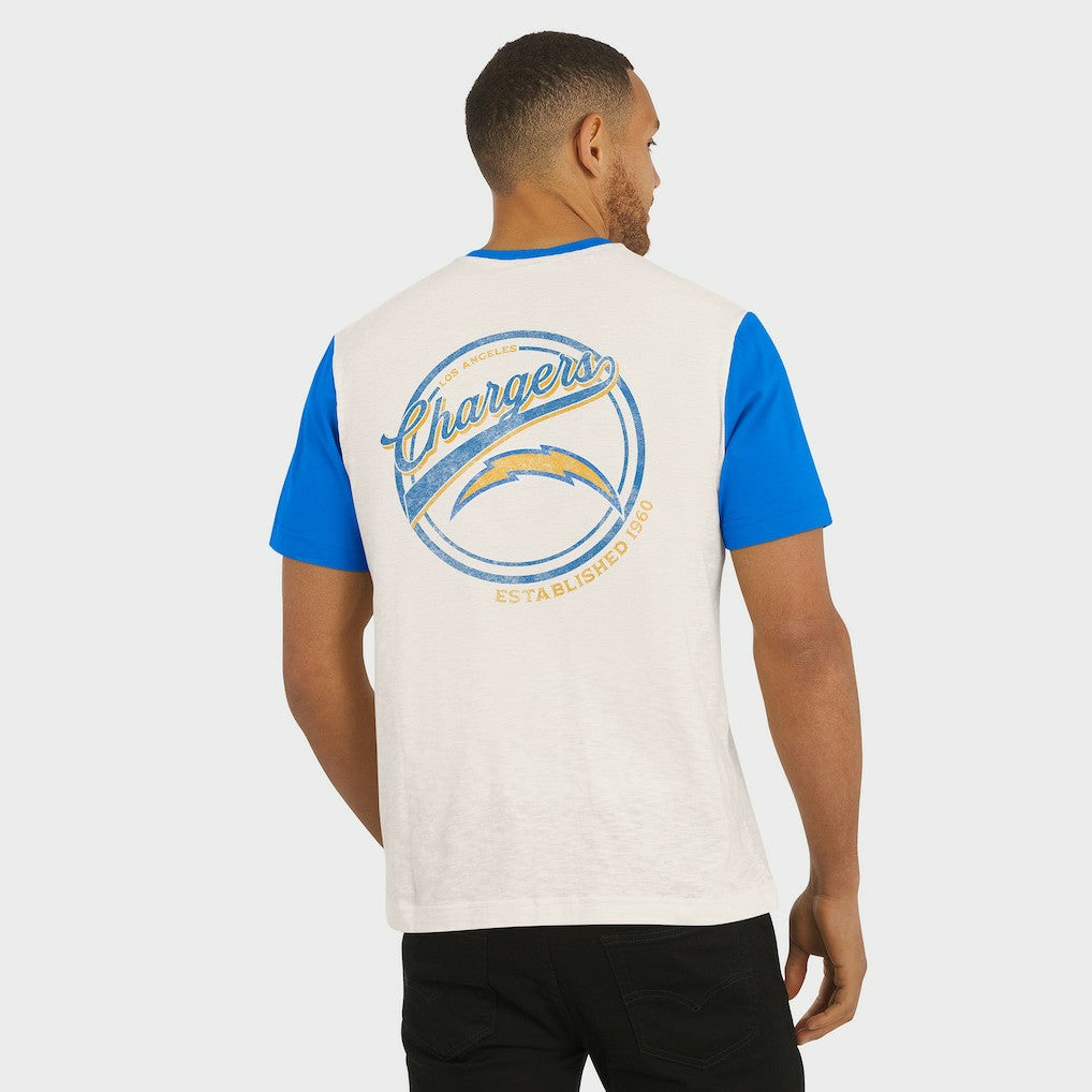 Darius Rucker Collection Henley Colorblock Slub Pocket T-Shirt - Los Angeles Chargers