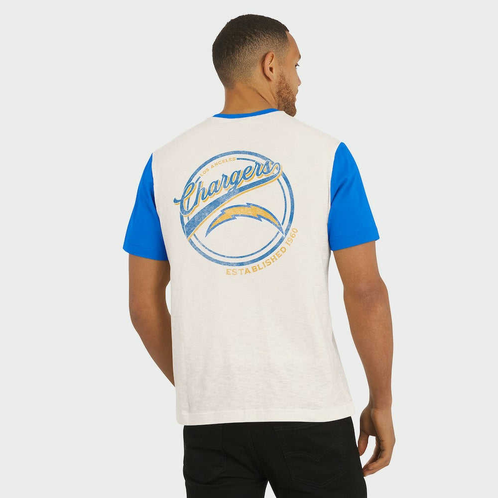 Darius Rucker Collection Henley Colorblock Slub Pocket T-Shirt - Los Angeles Chargers