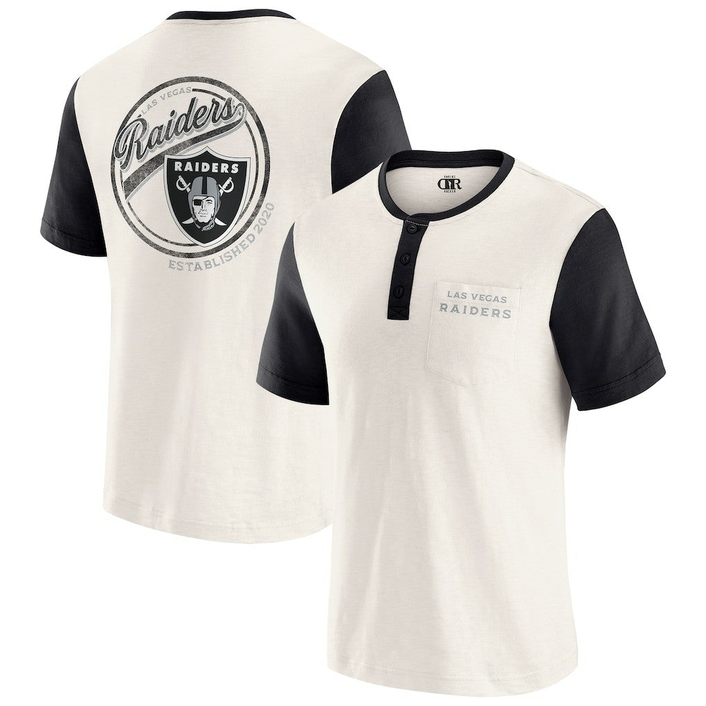 Darius Rucker Collection Henley Colorblock Slub Pocket T-Shirt - Las Vegas Raiders