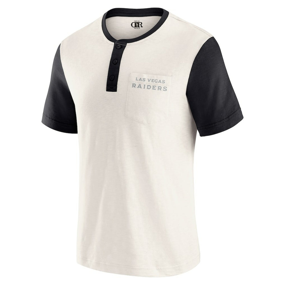 Darius Rucker Collection Henley Colorblock Slub Pocket T-Shirt - Las Vegas Raiders