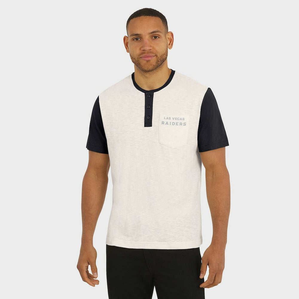 Darius Rucker Collection Henley Colorblock Slub Pocket T-Shirt - Las Vegas Raiders
