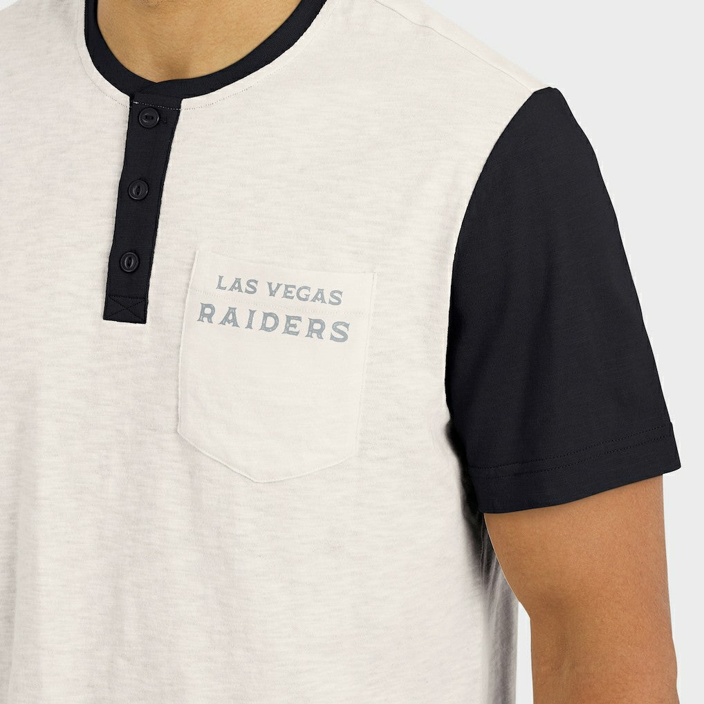 Darius Rucker Collection Henley Colorblock Slub Pocket T-Shirt - Las Vegas Raiders