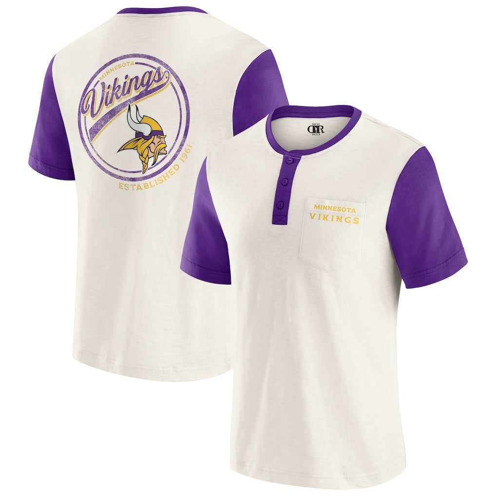 Darius Rucker Collection Henley Colorblock Slub Pocket T-Shirt - Minnesota Vikings