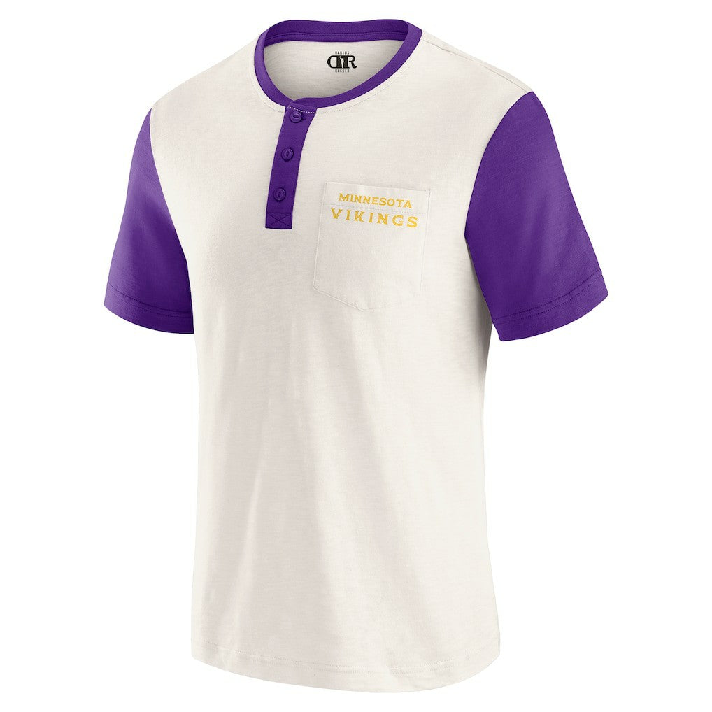 Darius Rucker Collection Henley Colorblock Slub Pocket T-Shirt - Minnesota Vikings