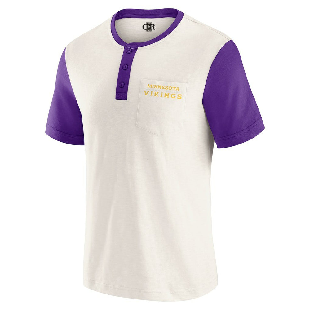 Darius Rucker Collection Henley Colorblock Slub Pocket T-Shirt - Minnesota Vikings
