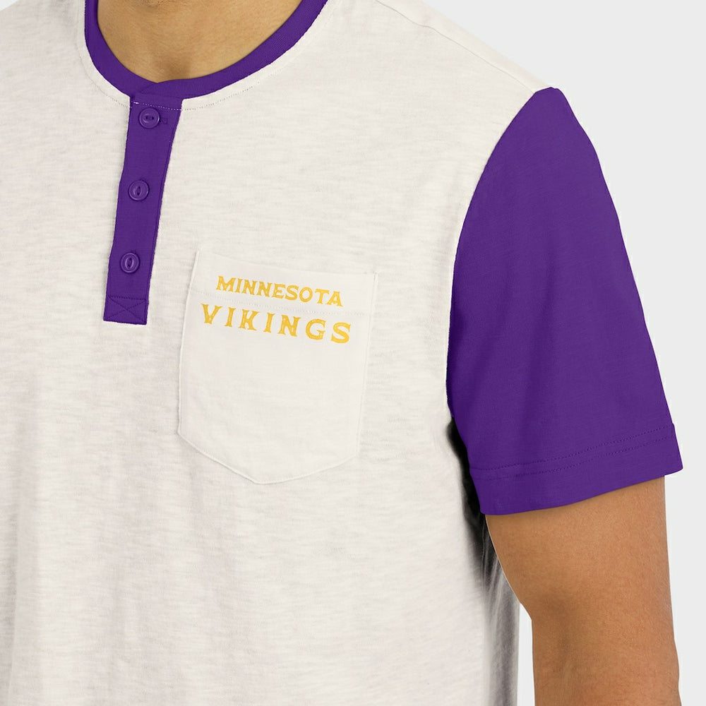 Darius Rucker Collection Henley Colorblock Slub Pocket T-Shirt - Minnesota Vikings
