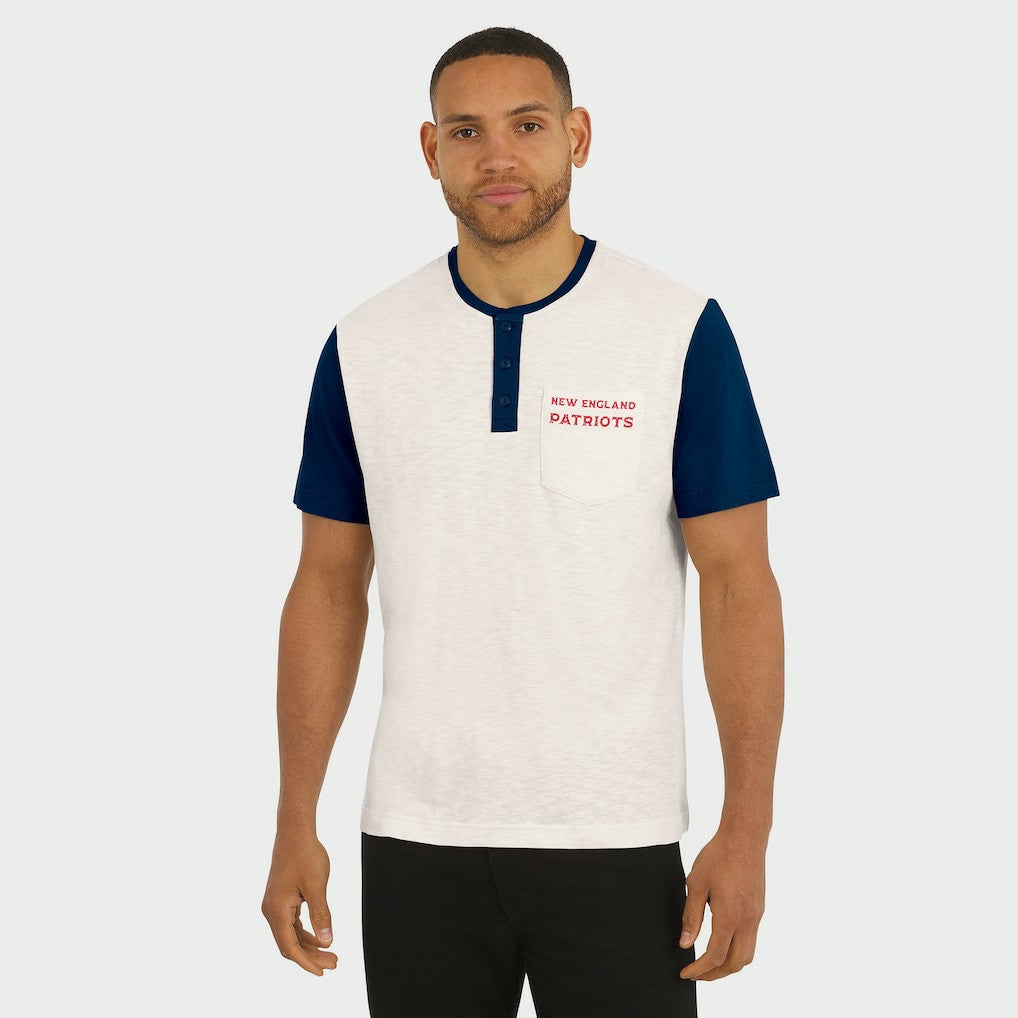Darius Rucker Collection Henley Colorblock Slub Pocket T-Shirt - New England Patriots