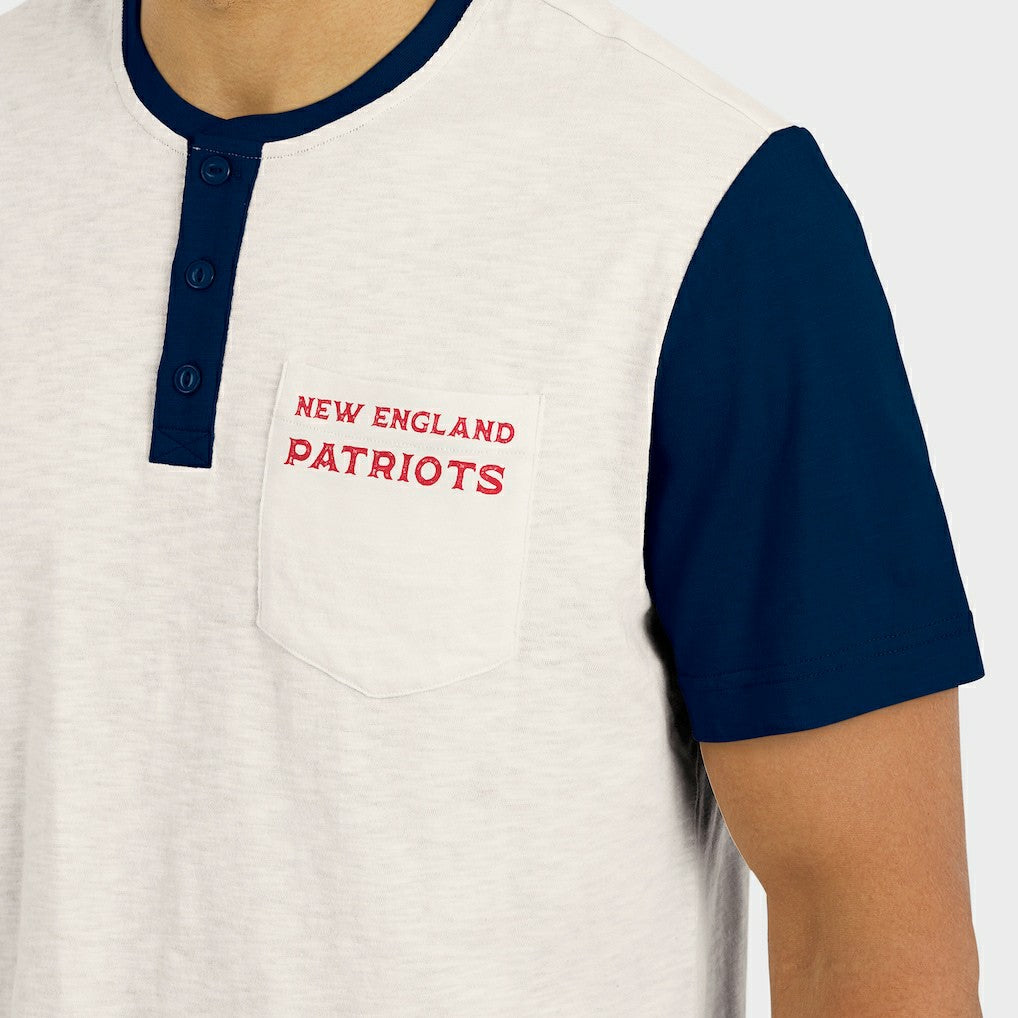 Darius Rucker Collection Henley Colorblock Slub Pocket T-Shirt - New England Patriots