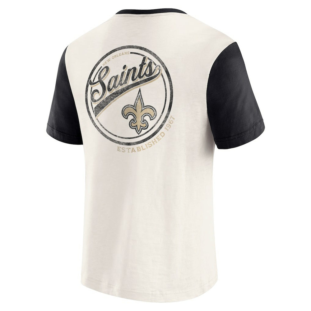 Darius Rucker Collection Henley Colorblock Slub Pocket T-Shirt - New Orleans Saints