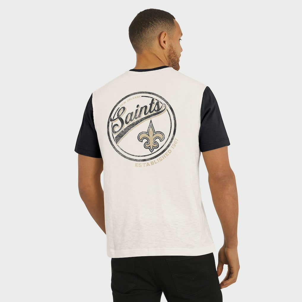 Darius Rucker Collection Henley Colorblock Slub Pocket T-Shirt - New Orleans Saints