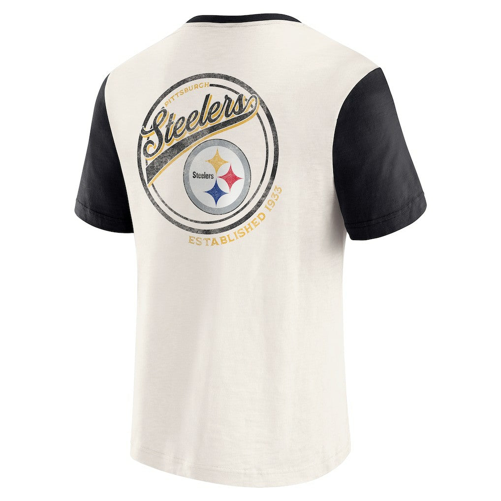 Darius Rucker Collection Henley Colorblock Slub Pocket T-Shirt - Pittsburgh Steelers
