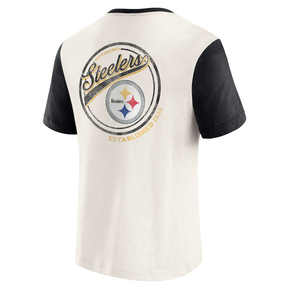 Darius Rucker Collection Henley Colorblock Slub Pocket T-Shirt - Pittsburgh Steelers