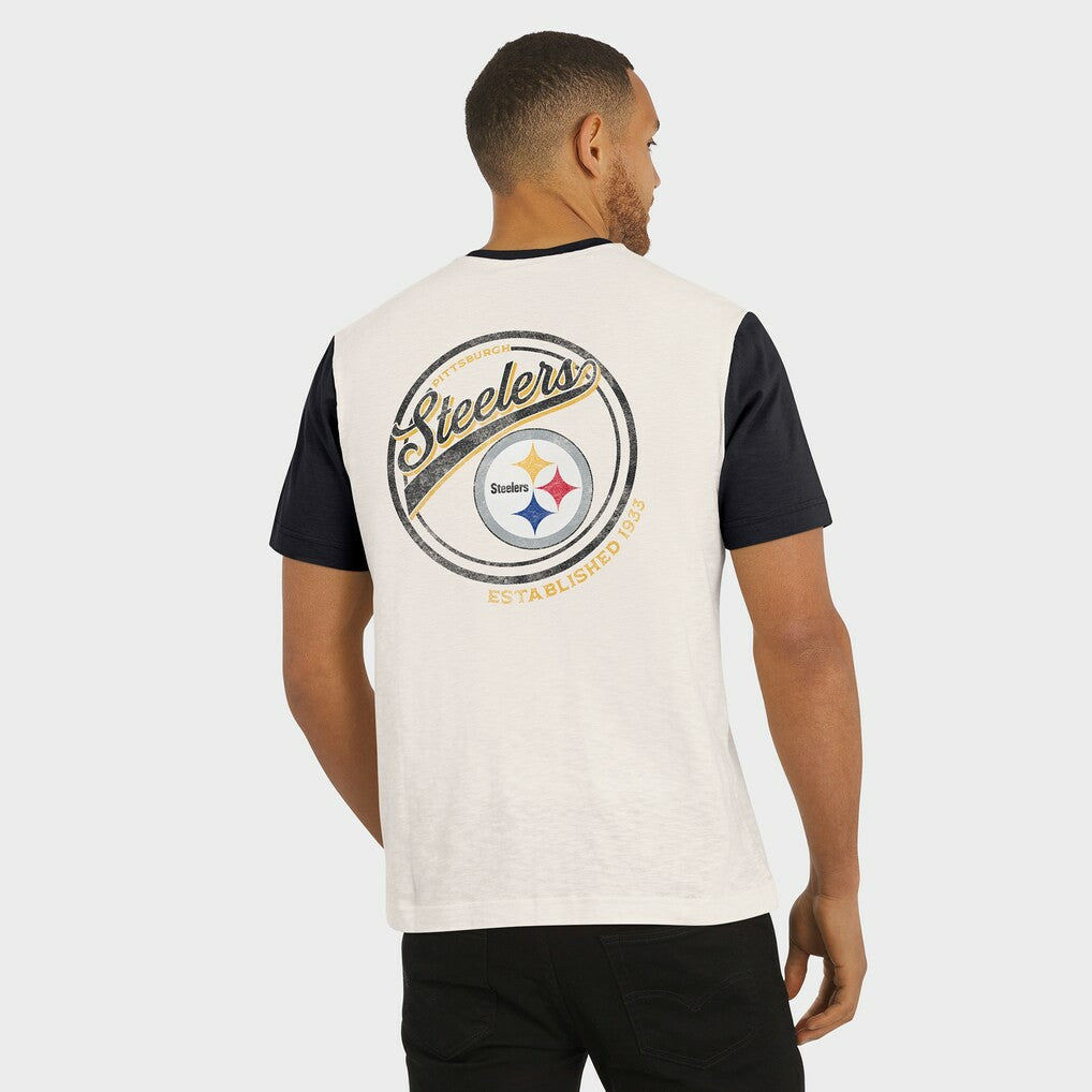 Darius Rucker Collection Henley Colorblock Slub Pocket T-Shirt - Pittsburgh Steelers