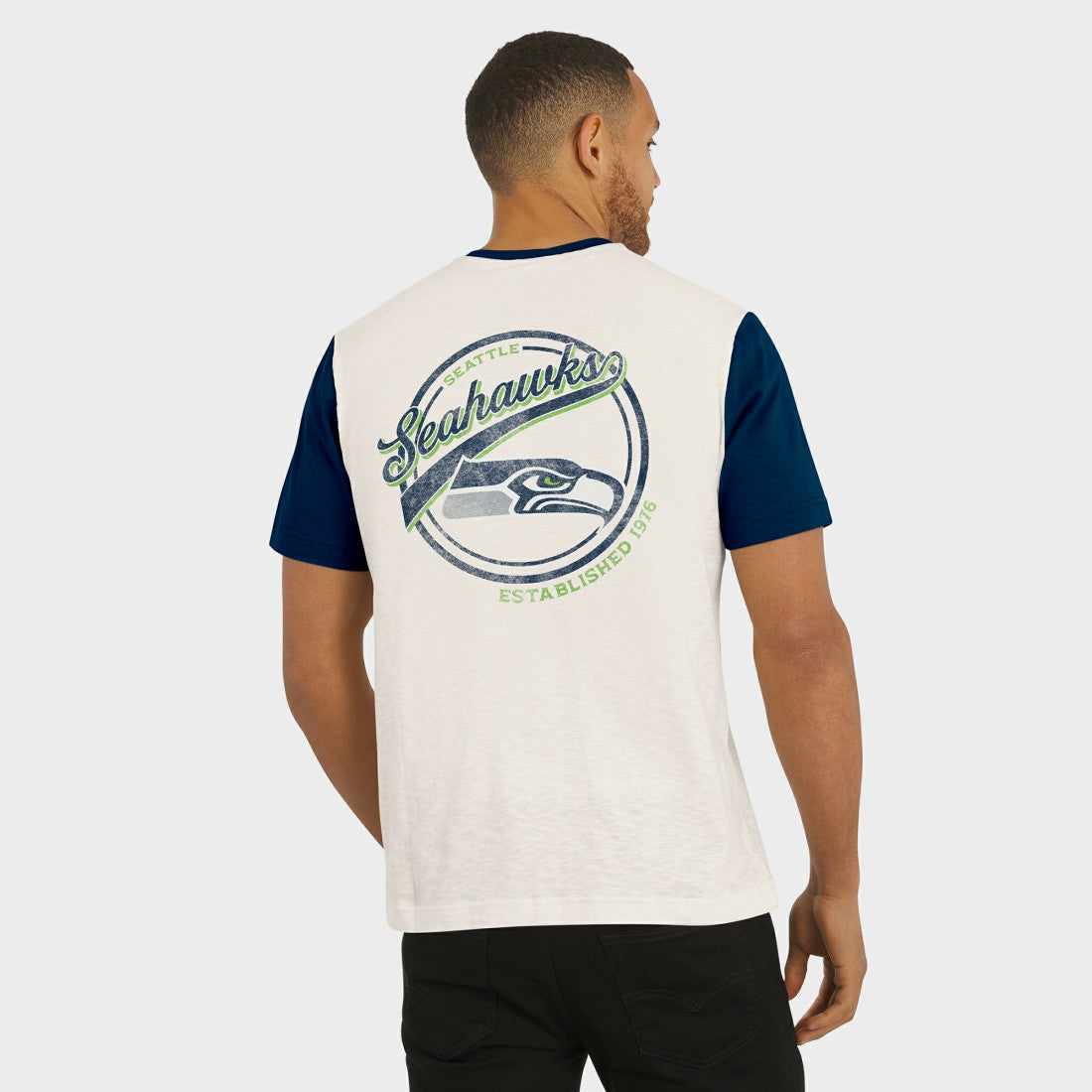 Darius Rucker Collection Henley Colorblock Slub Pocket T-Shirt - Seattle Seahawks