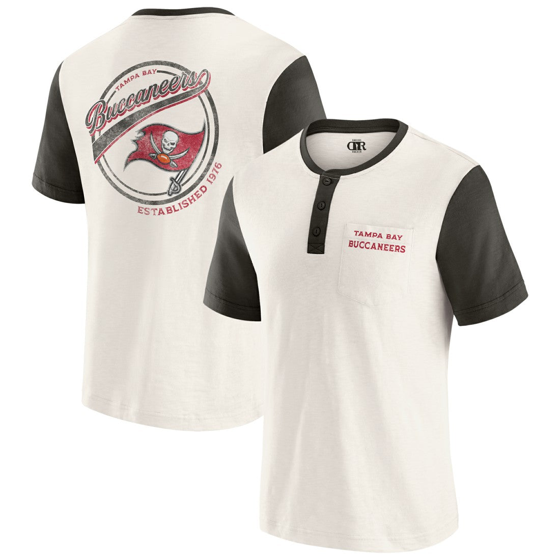 Darius Rucker Collection Henley Colorblock Slub Pocket T-Shirt - Tampa Bay Buccaneers