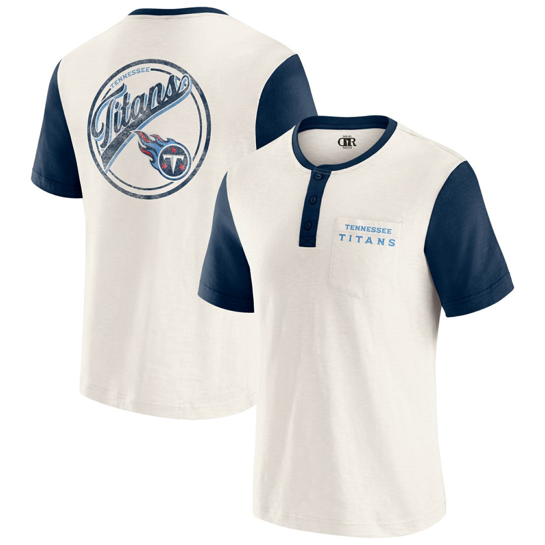 Darius Rucker Collection Henley Colorblock Slub Pocket T-Shirt - Tennessee Titans