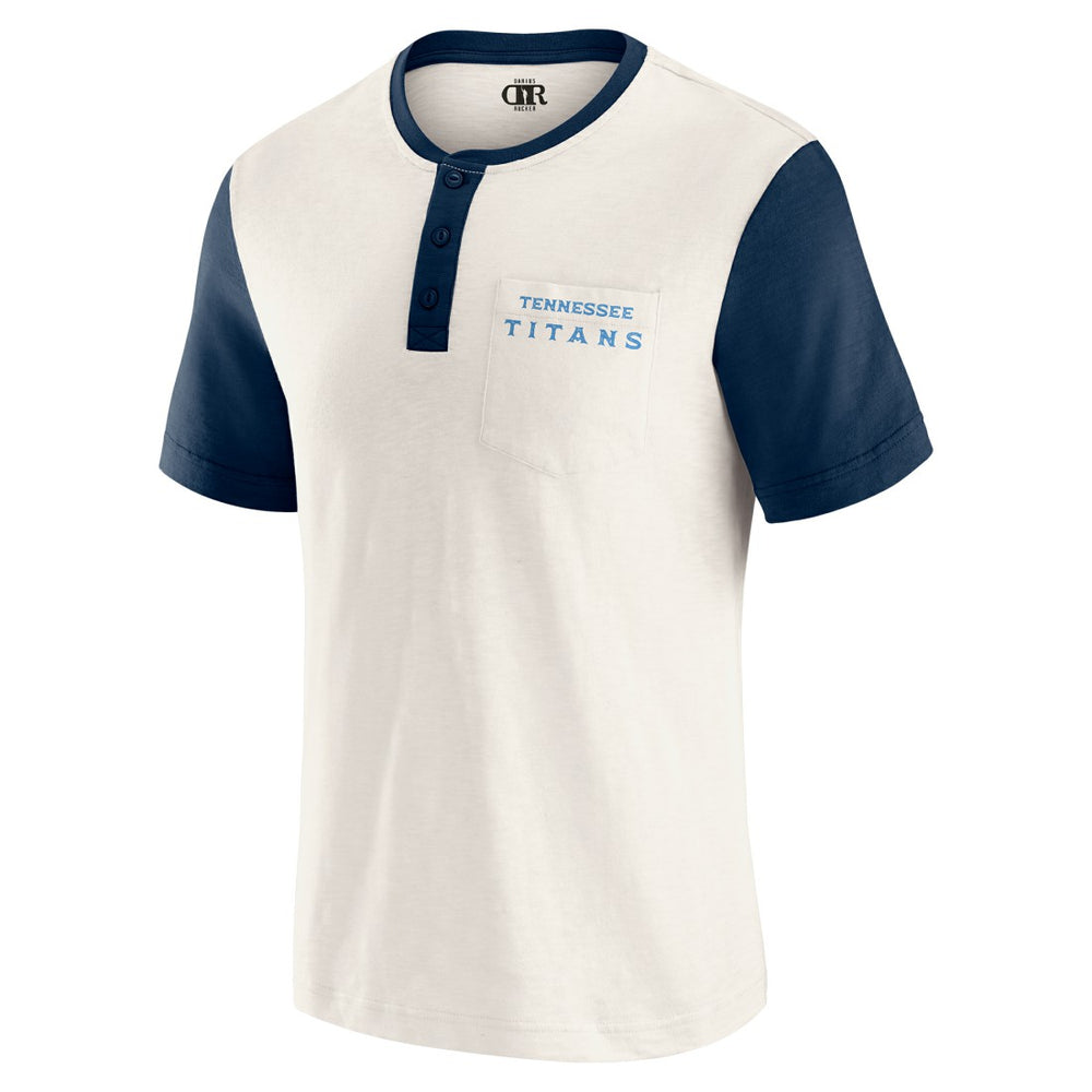 Darius Rucker Collection Henley Colorblock Slub Pocket T-Shirt - Tennessee Titans