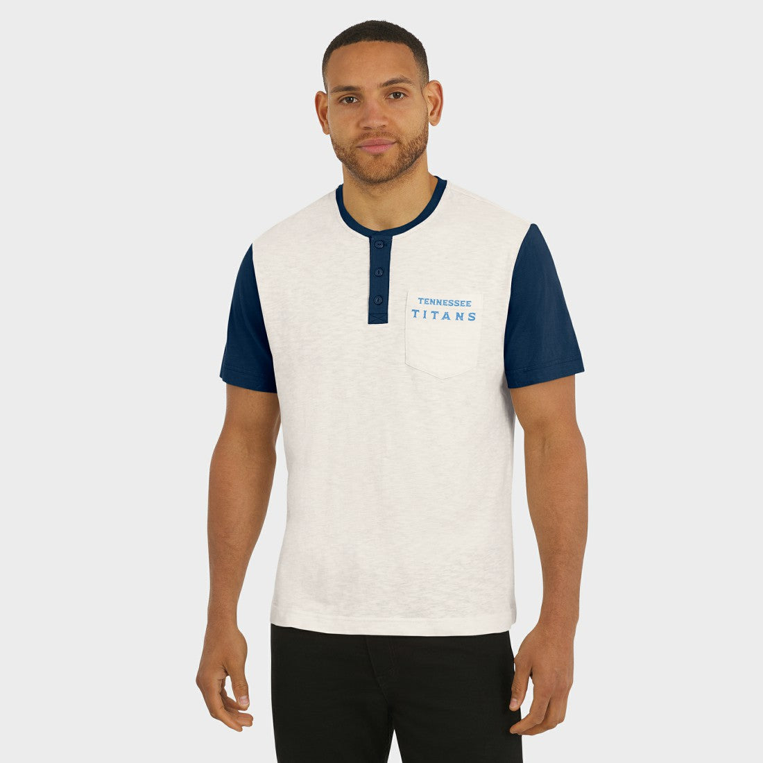 Darius Rucker Collection Henley Colorblock Slub Pocket T-Shirt - Tennessee Titans