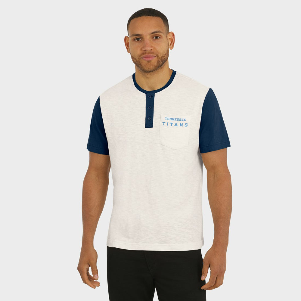 Darius Rucker Collection Henley Colorblock Slub Pocket T-Shirt - Tennessee Titans