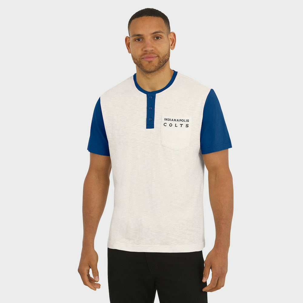 Darius Rucker Collection Henley Colorblock Slub Pocket T-Shirt - Indianapolis Colts