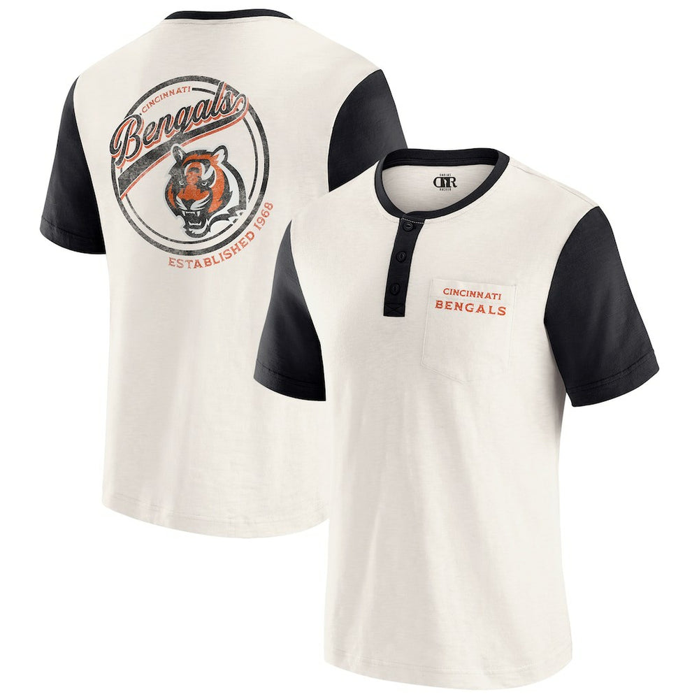 Darius Rucker Collection Henley Colorblock Slub Pocket T-Shirt - Cincinnati Bengals