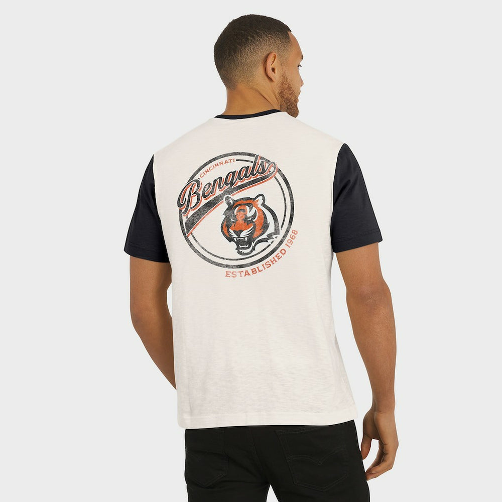 Darius Rucker Collection Henley Colorblock Slub Pocket T-Shirt - Cincinnati Bengals