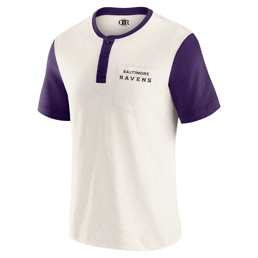 Darius Rucker Collection Henley Colorblock Slub Pocket T-Shirt - Baltimore Ravens