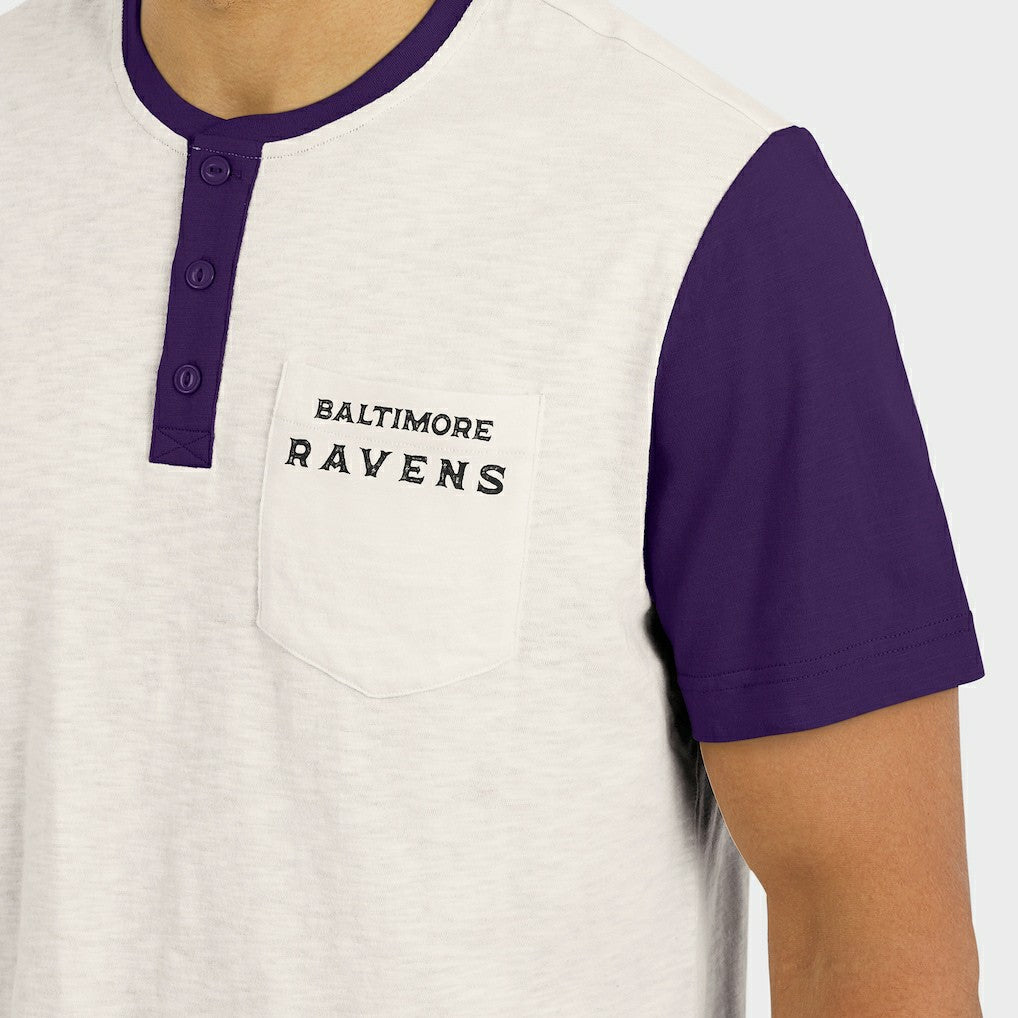 Darius Rucker Collection Henley Colorblock Slub Pocket T-Shirt - Baltimore Ravens