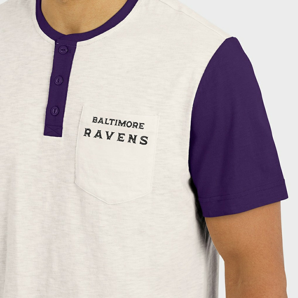 Darius Rucker Collection Henley Colorblock Slub Pocket T-Shirt - Baltimore Ravens