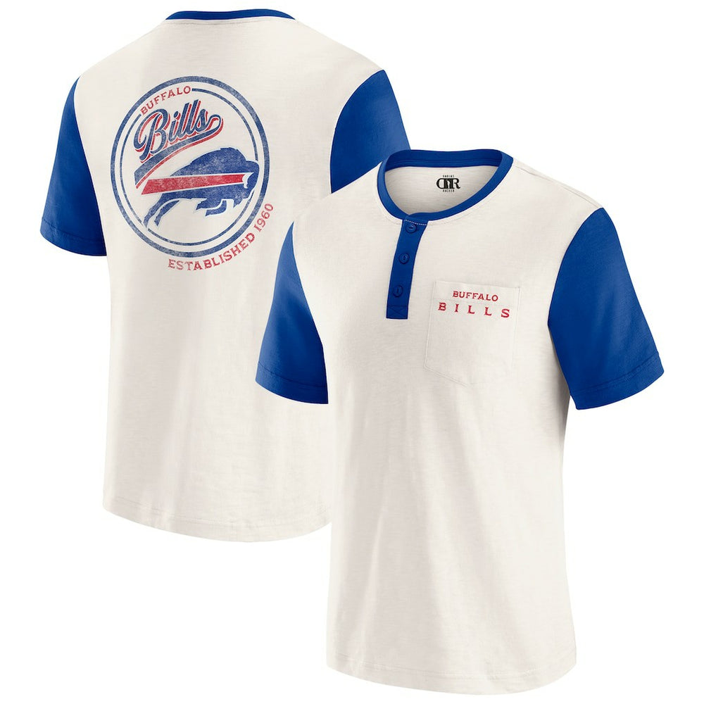 Darius Rucker Collection Henley Colorblock Slub Pocket T-Shirt - Buffalo Bills