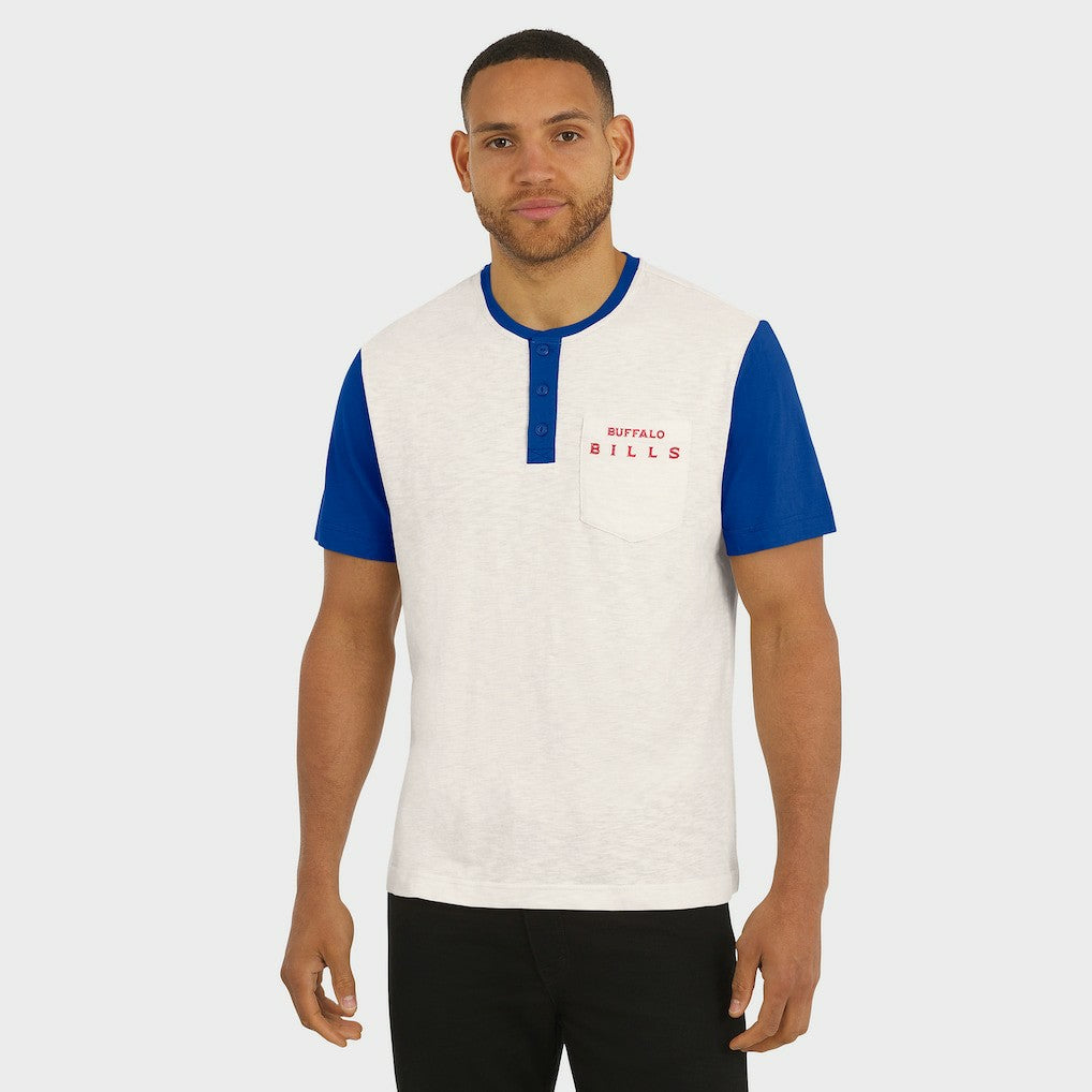 Darius Rucker Collection Henley Colorblock Slub Pocket T-Shirt - Buffalo Bills