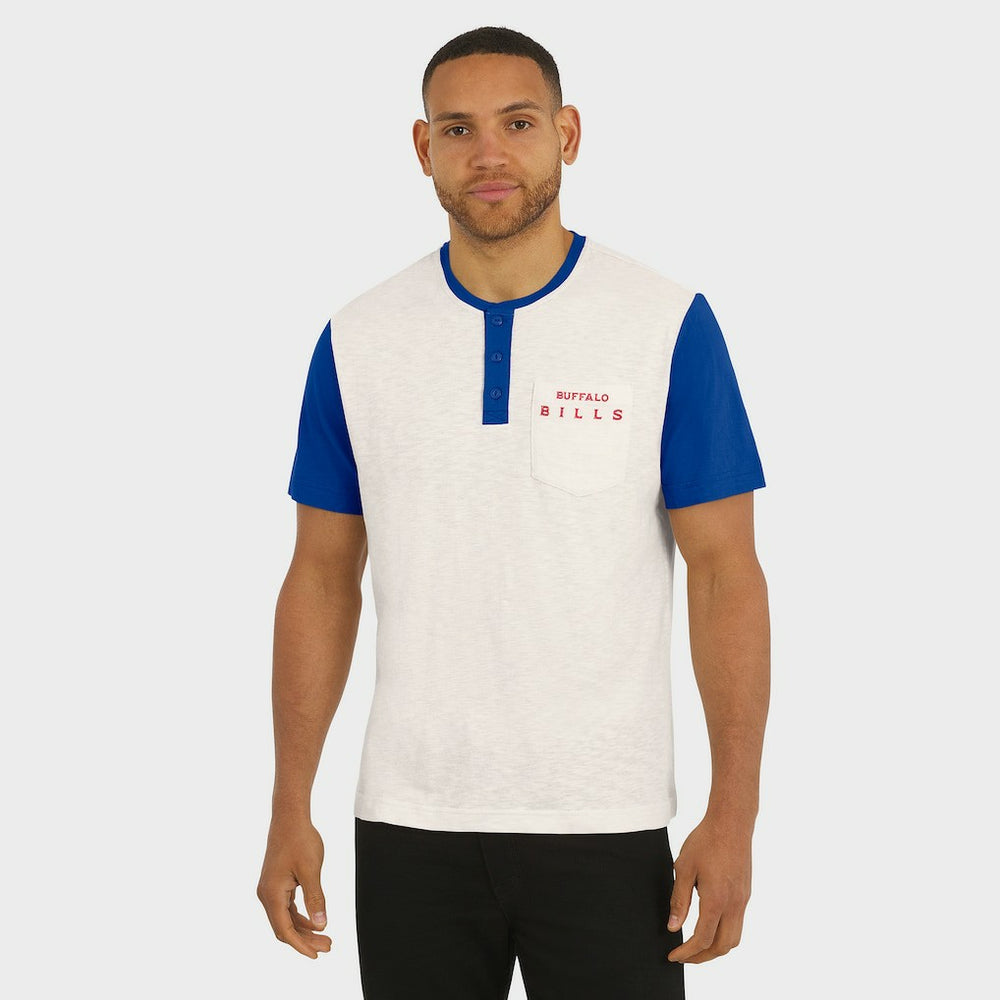 Darius Rucker Collection Henley Colorblock Slub Pocket T-Shirt - Buffalo Bills