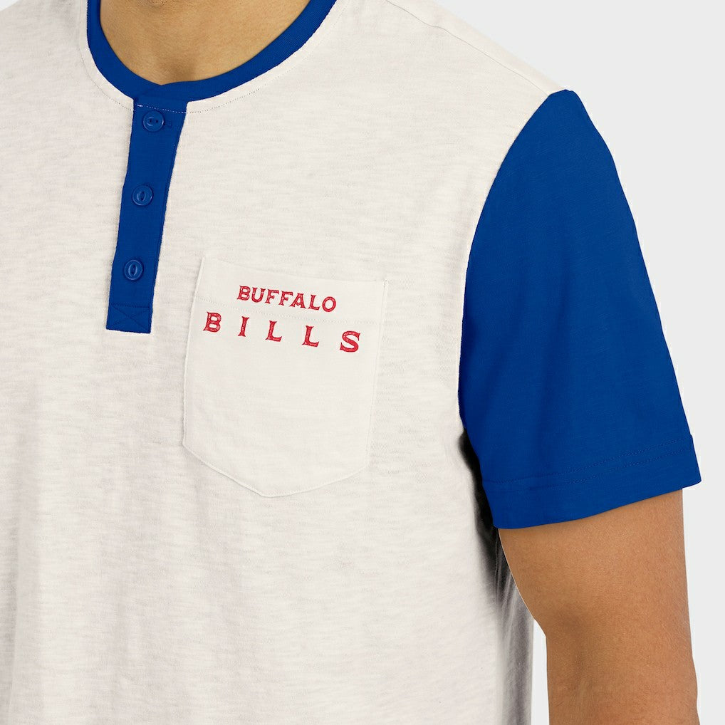 Darius Rucker Collection Henley Colorblock Slub Pocket T-Shirt - Buffalo Bills