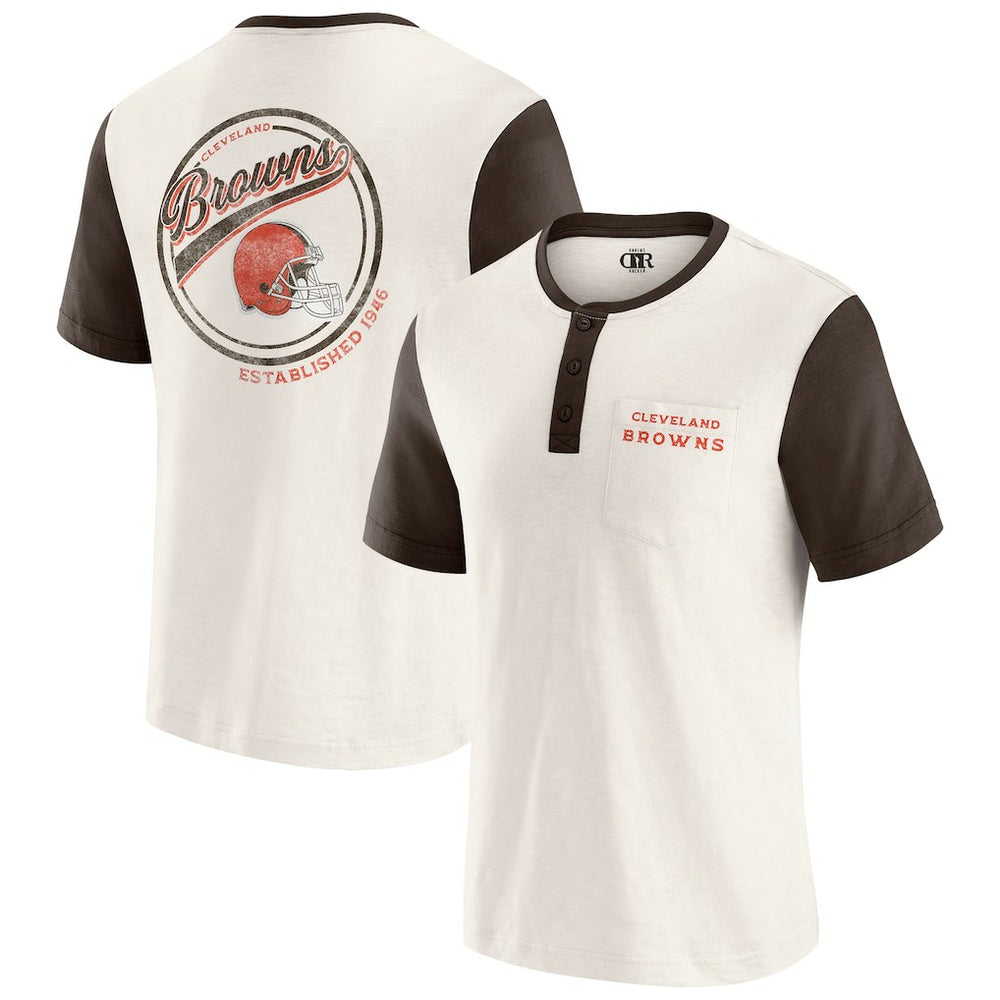 Darius Rucker Collection Henley Colorblock Slub Pocket T-Shirt - Cleveland Browns