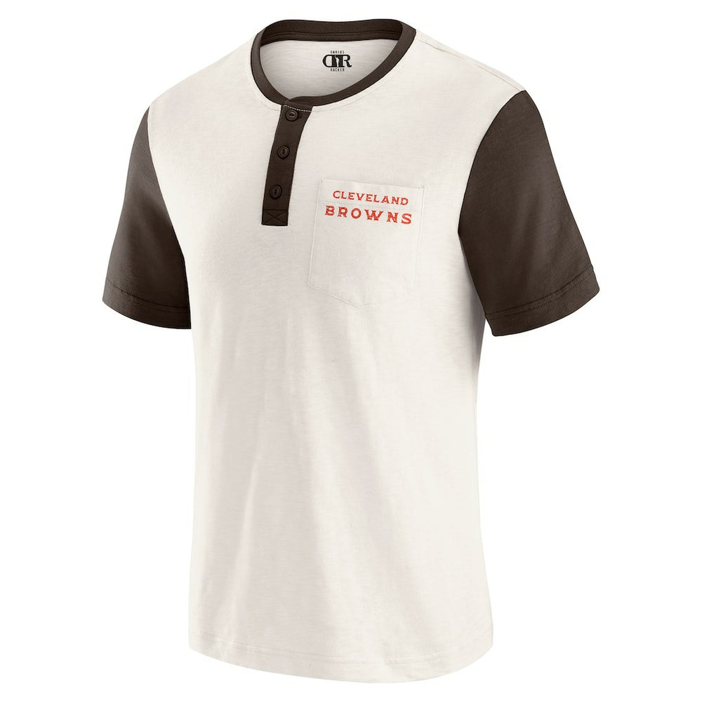 Darius Rucker Collection Henley Colorblock Slub Pocket T-Shirt - Cleveland Browns