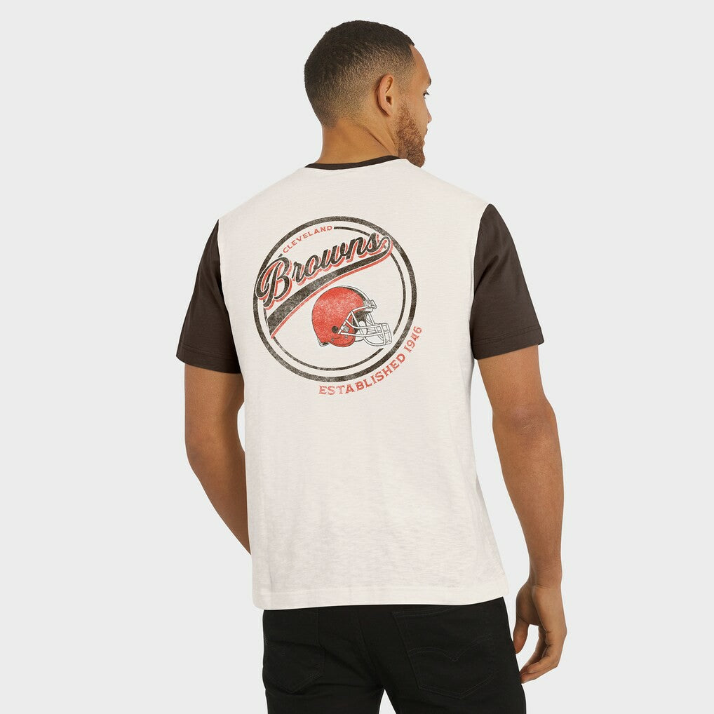 Darius Rucker Collection Henley Colorblock Slub Pocket T-Shirt - Cleveland Browns