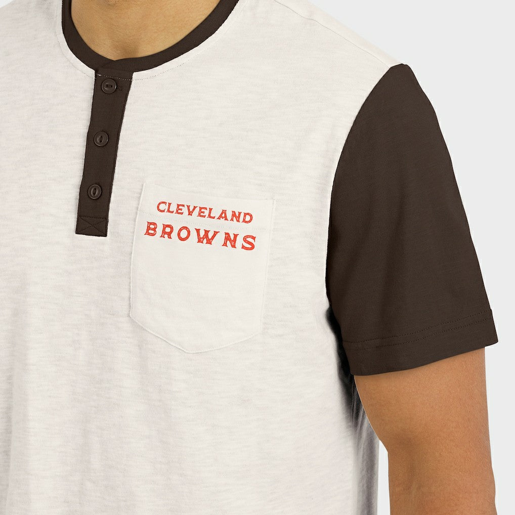 Darius Rucker Collection Henley Colorblock Slub Pocket T-Shirt - Cleveland Browns