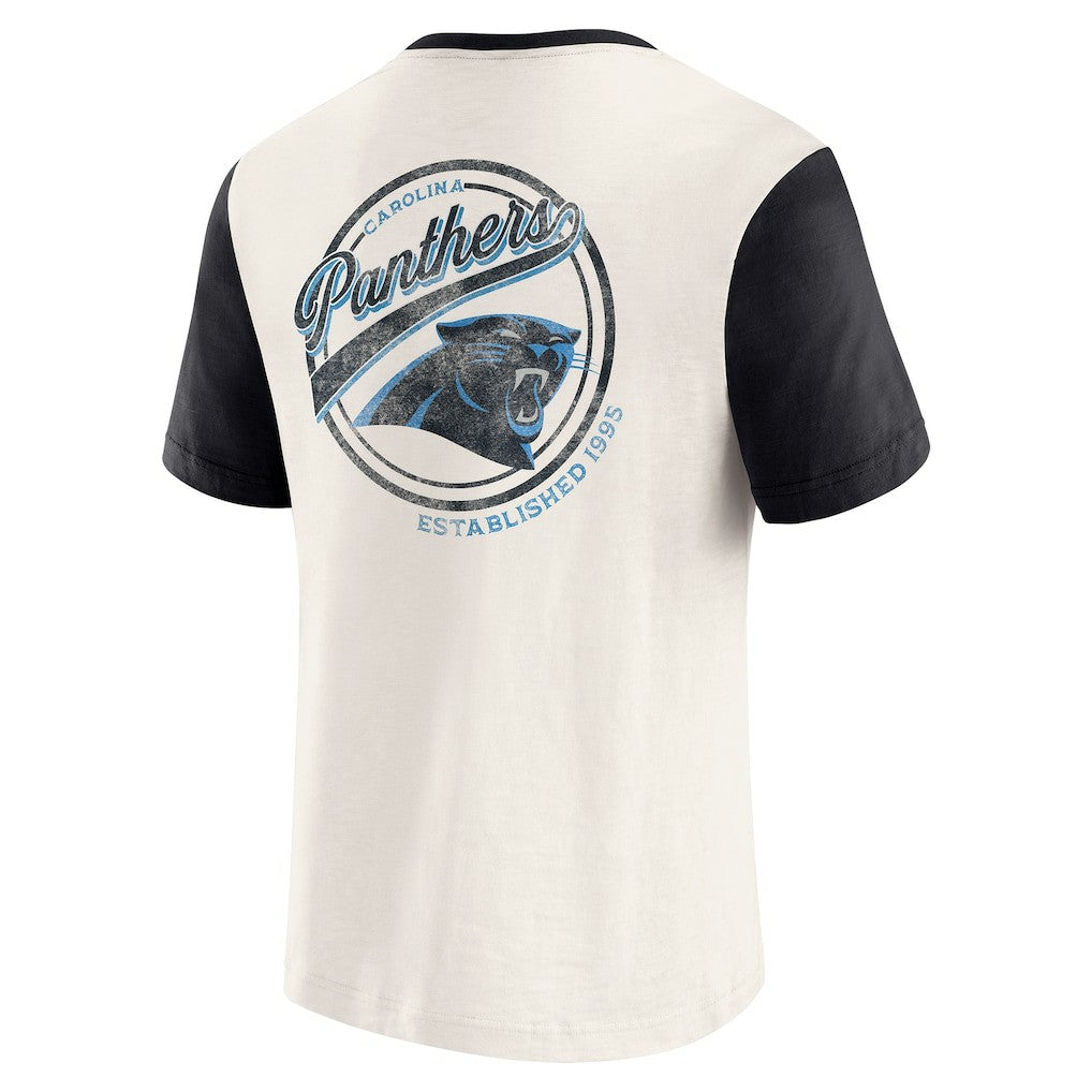 Darius Rucker Collection Henley Colorblock Slub Pocket T-Shirt - Carolina Panthers