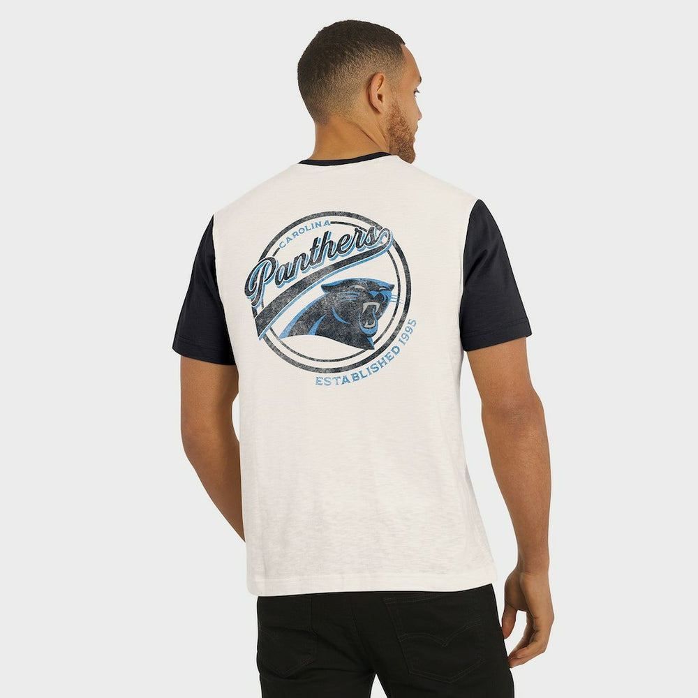 Darius Rucker Collection Henley Colorblock Slub Pocket T-Shirt - Carolina Panthers