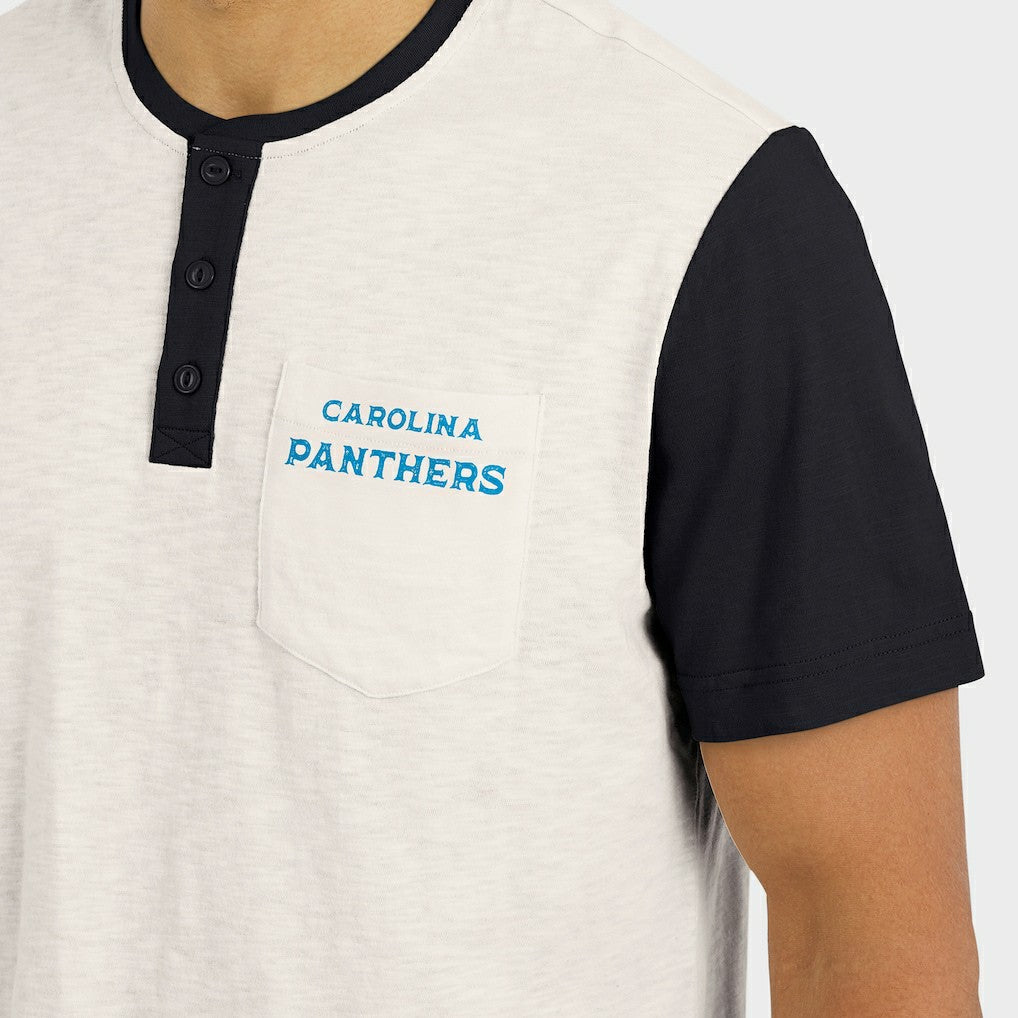 Darius Rucker Collection Henley Colorblock Slub Pocket T-Shirt - Carolina Panthers