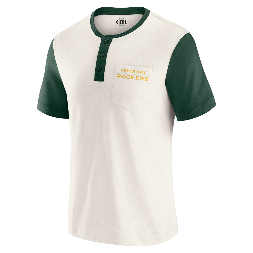 Darius Rucker Collection Henley Colorblock Slub Pocket T-Shirt - Green Bay Packers