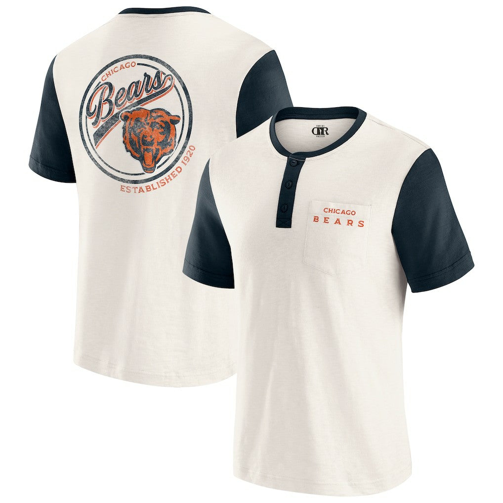 Darius Rucker Collection Henley Colorblock Slub Pocket T-Shirt - Chicago Bears